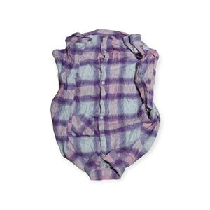 ABERCROMBIE KIDS Girls Size 13/14 Button Down Shirt Plaid Grey Pink White Soft